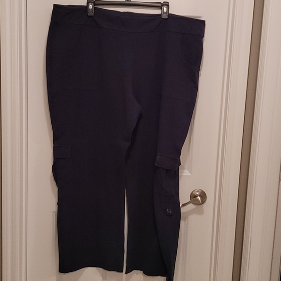 Women with Control Pants - Navy knit convertible pants w/pockets